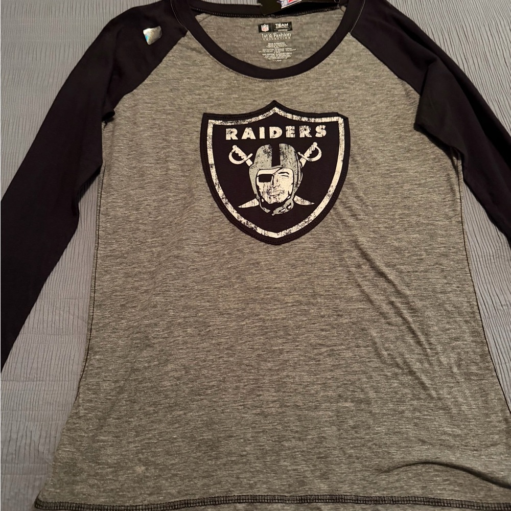 Raiders Women’s Raglan Shirt - Gray and Black
